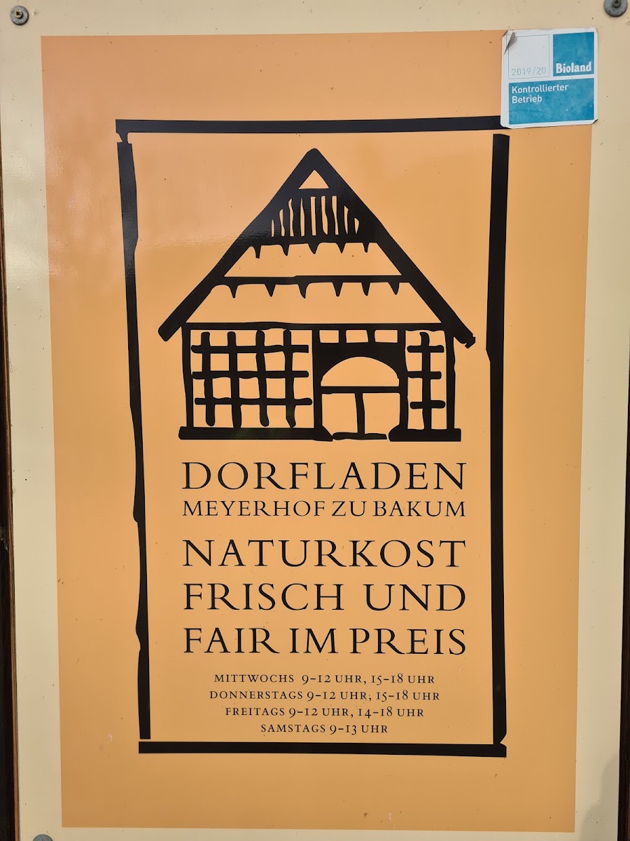 Hofschild des Dorfladens mit Bioland-Plakette